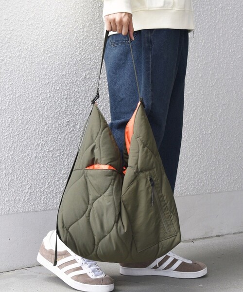 Accent Bag／キルティングシルバー×イエロー SHIPS any ショルダーバッグ any: 2トーン キルティング アズマ 2WAY
