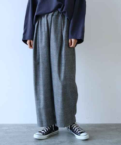 yuni パンツ washable wool check gum tack P レディース : ZOZOTOWN