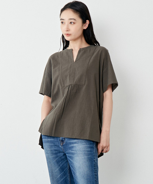 「MELROSE claire」 半袖ブラウス - グリーン レディース_画像3