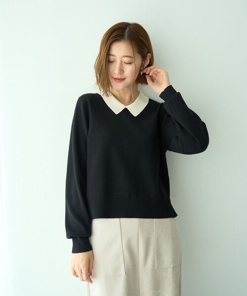 YECCA VECCA（イェッカヴェッカ） ニット セーター 2way襟付きフリル