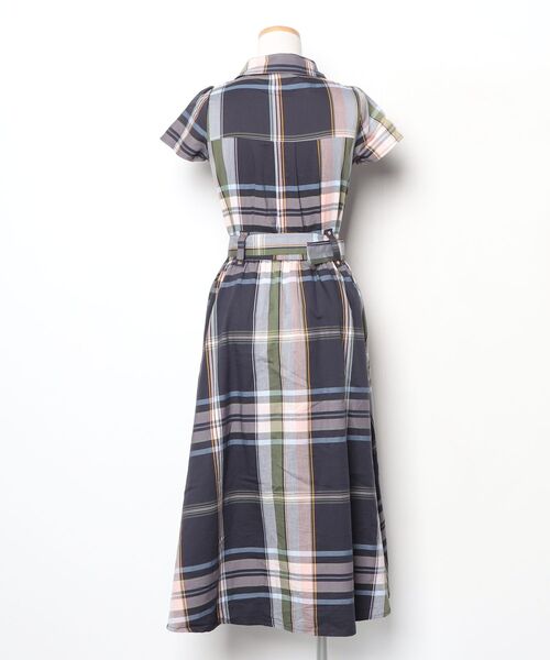 「REDYAZEL」 チェック柄シャツワンピース S ネイビー レディース_画像2