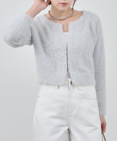 新品　【SHENERY】ラメシャギーショートニットカーディガン SHENERY（シーナリー） カーディガン ラメシャギーニットカーデ