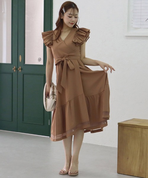 「ROYAL PARTY」 半袖ワンピース FREE ブラウン レディース_画像5