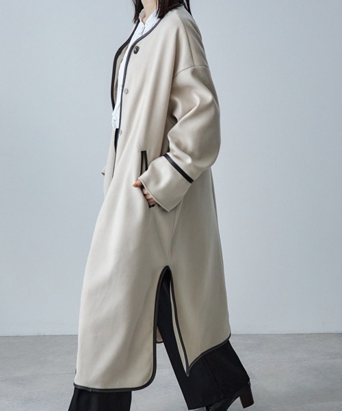 「ECRIRE」 ノーカラーコート M ブラック レディース_画像2