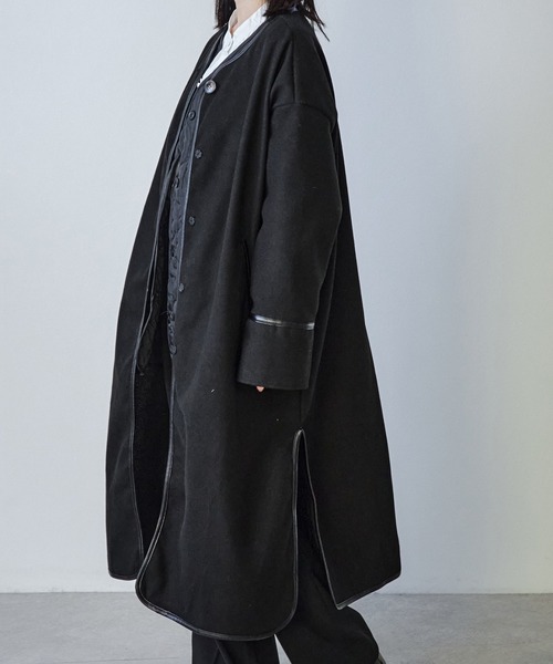 「ECRIRE」 ノーカラーコート M ブラック レディース_画像3