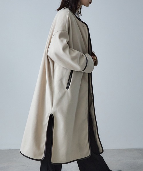 「ECRIRE」 ノーカラーコート M ブラック レディース_画像5