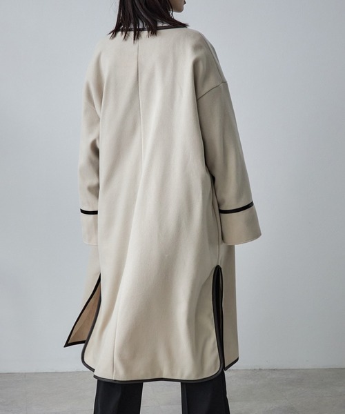 「ECRIRE」 ノーカラーコート M ブラック レディース_画像7