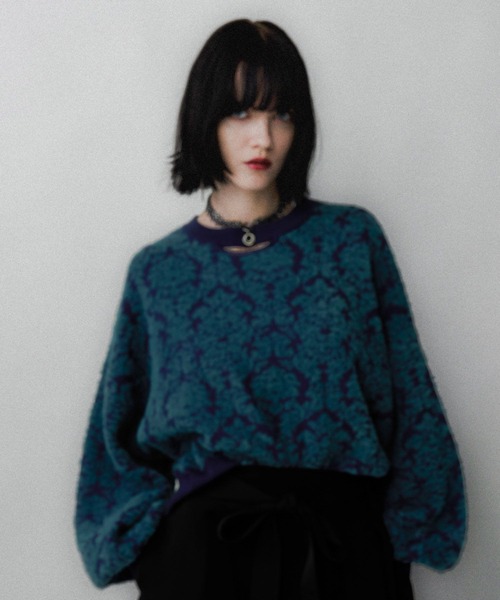 HARE ニット セーター 2WAYダマスクガラニットプルオーバー(HARE