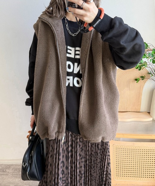 Cura Closet ベスト ジレ 「ema.217 select」ダブルジップボアベスト