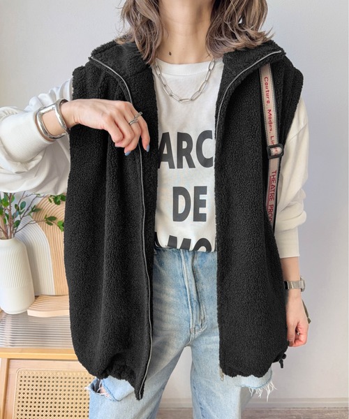 Cura Closet ベスト ジレ 「ema.217 select」ダブルジップボアベスト