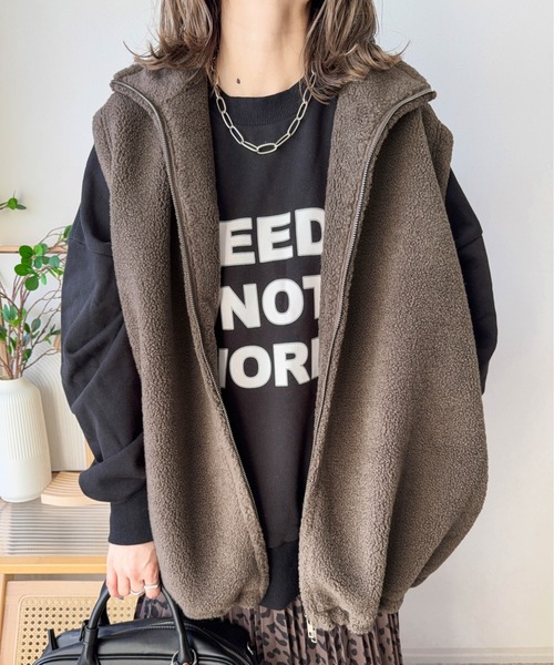 Cura Closet ベスト ジレ 「ema.217 select」ダブルジップボアベスト