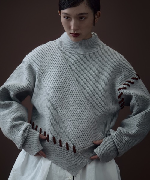 【新品タグ付】アンスリード　UN3D アシメデザインニットトップス　オシャレ 新品タグ付】アンスリード UN3D アシメデザインニットトップス