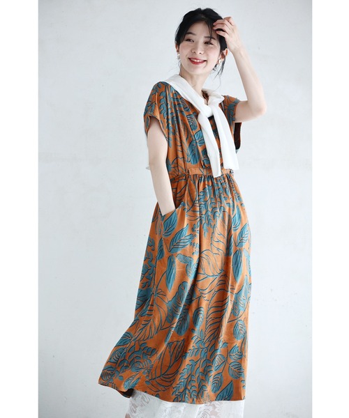 「CAWAII」 半袖ワンピース FREE ブラウン レディース_画像9