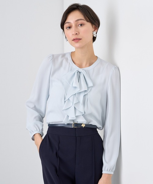 ANAY アナイ　フリルブラウス　38サイズ ANAYI（アナイ） 長袖ブラウス 38 ライトブルー レディース : ZOZOTOWN