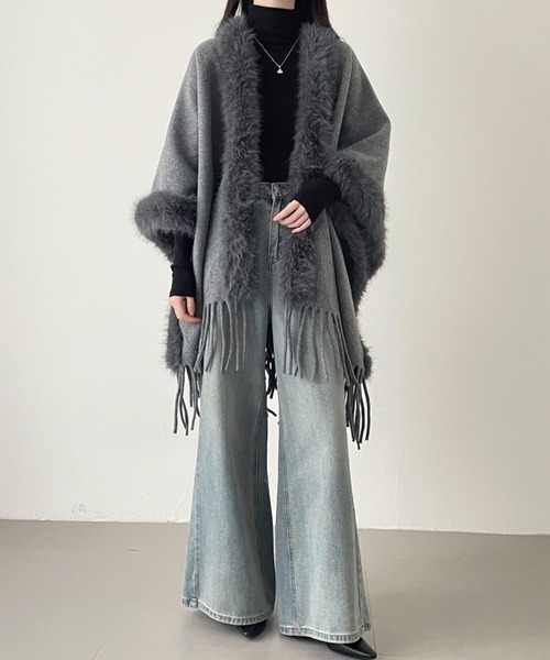 ABITOKYO（アビトーキョー） ポンチョ フリンジファードッキング