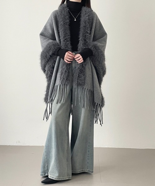 ABITOKYO（アビトーキョー） ポンチョ フリンジファードッキング