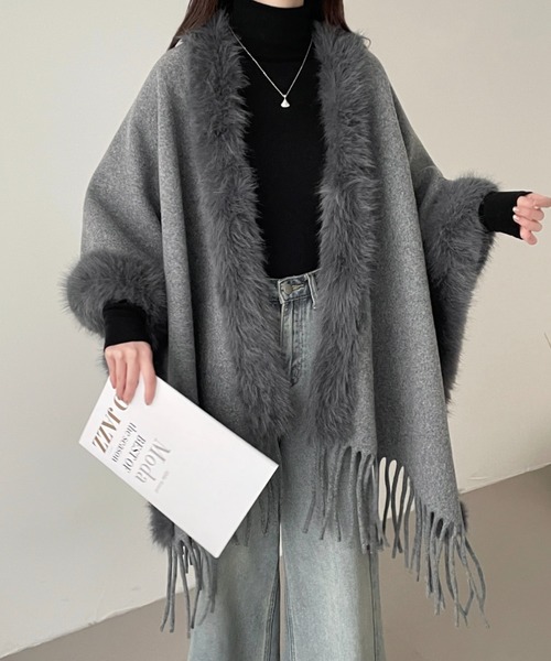 ABITOKYO（アビトーキョー） ポンチョ フリンジファードッキング