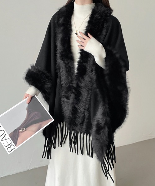 ABITOKYO（アビトーキョー） ポンチョ フリンジファードッキング