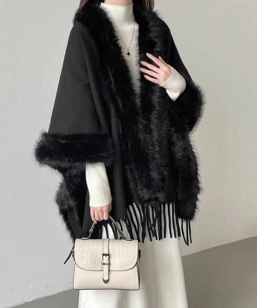 ABITOKYO（アビトーキョー） ポンチョ フリンジファードッキング