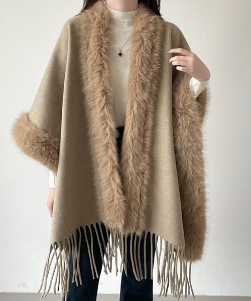 ABITOKYO（アビトーキョー） ポンチョ フリンジファードッキング