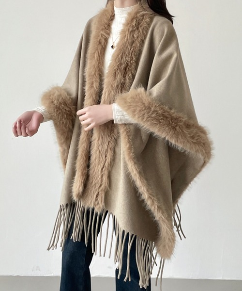 ABITOKYO（アビトーキョー） ポンチョ フリンジファードッキング