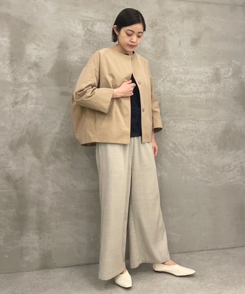 BEARDSLEY（ビアズリー） ノーカラージャケット 1 ベージュ レディース