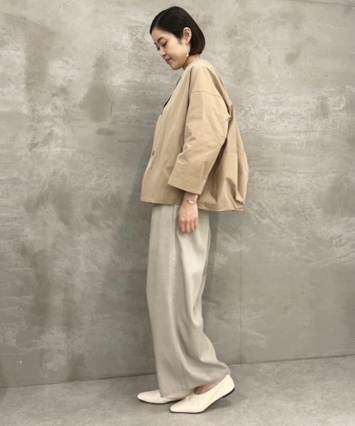 BEARDSLEY（ビアズリー） ノーカラージャケット 1 ベージュ レディース