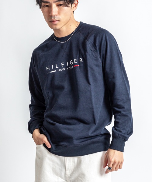 トミーヒルフィガー　ネイビー トレーナー オーガニックコットン TOMMY HILFIGER（トミー・ヒルフィガー） トレーナー スウェット