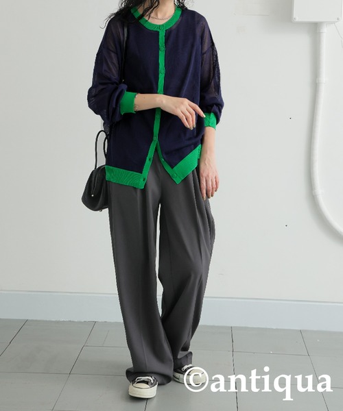 「antiqua」 ニットカーディガン P グレー レディース_画像3