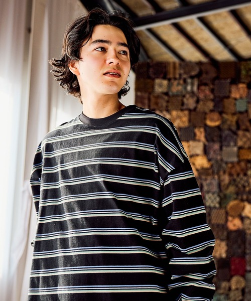 niko and…（ニコアンド） tシャツ USAコットンボーダーロンT メンズ