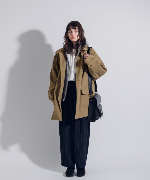 「MUHET」 ステンカラーコート MEDIUM カーキ レディース_画像7