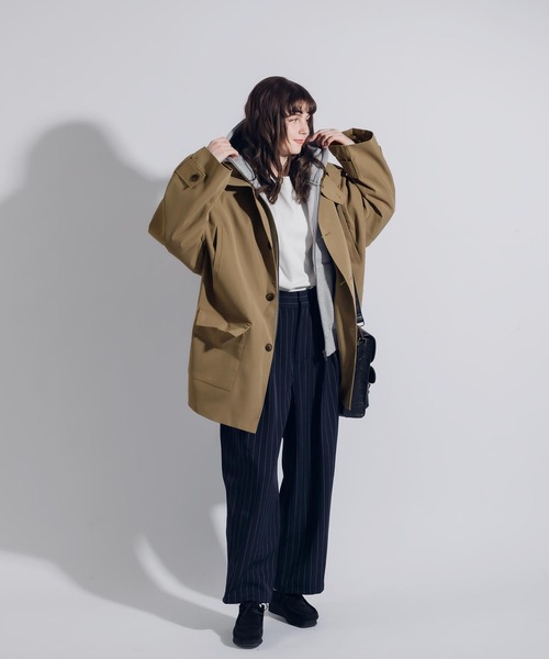 「MUHET」 ステンカラーコート MEDIUM カーキ レディース_画像9
