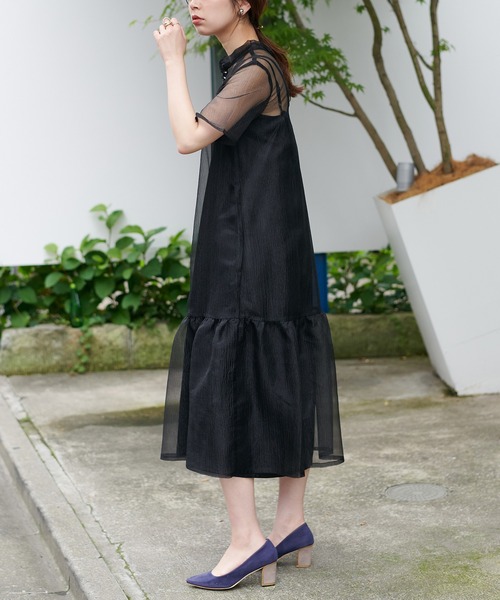 「natural couture」 半袖ワンピース MEDIUM グレイッシュベージュ レディース_画像2