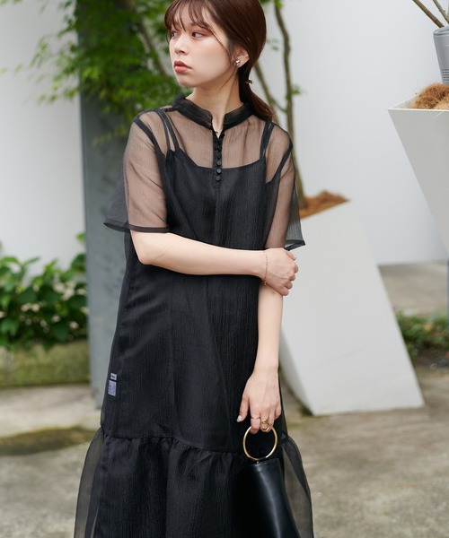 「natural couture」 半袖ワンピース MEDIUM グレイッシュベージュ レディース_画像3