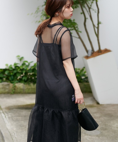 「natural couture」 半袖ワンピース MEDIUM グレイッシュベージュ レディース_画像4