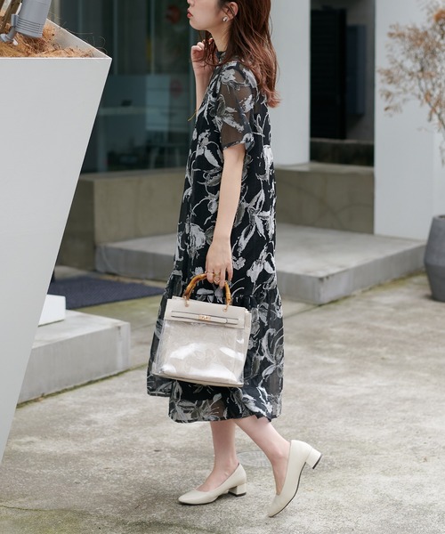 「natural couture」 半袖ワンピース MEDIUM グレイッシュベージュ レディース_画像7