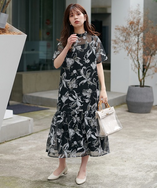 「natural couture」 半袖ワンピース MEDIUM グレイッシュベージュ レディース_画像8