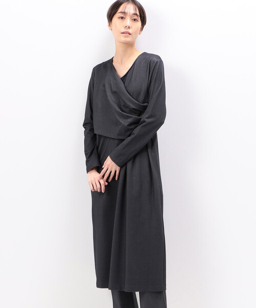 「Gabardine K.T」 長袖ワンピース 11号 ネイビー レディース_画像4