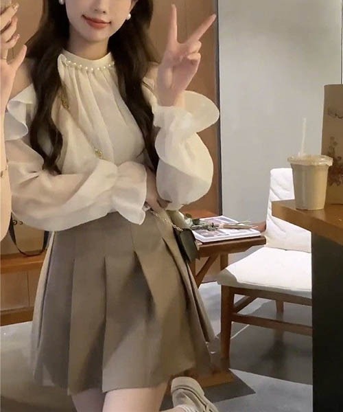 「gossip!ロサンゼルス」 長袖ブラウス FREE アイボリー レディース_画像4