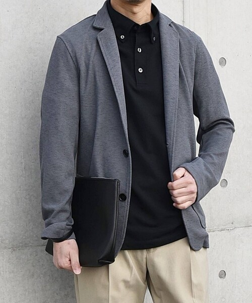 「SHIPS any」 テーラードジャケット LARGE チャコールグレー メンズ_画像4