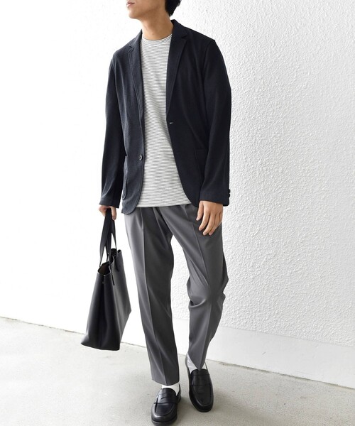 「SHIPS any」 テーラードジャケット LARGE チャコールグレー メンズ_画像7