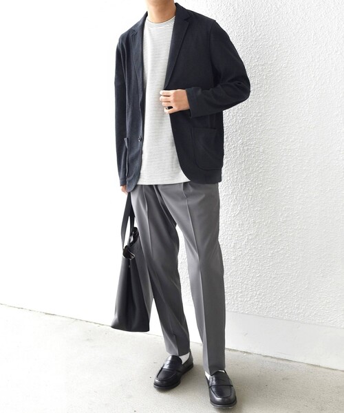 「SHIPS any」 テーラードジャケット LARGE チャコールグレー メンズ_画像9