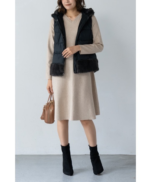 「M.deux」 ニットワンピース MEDIUM ブラック レディース_画像3