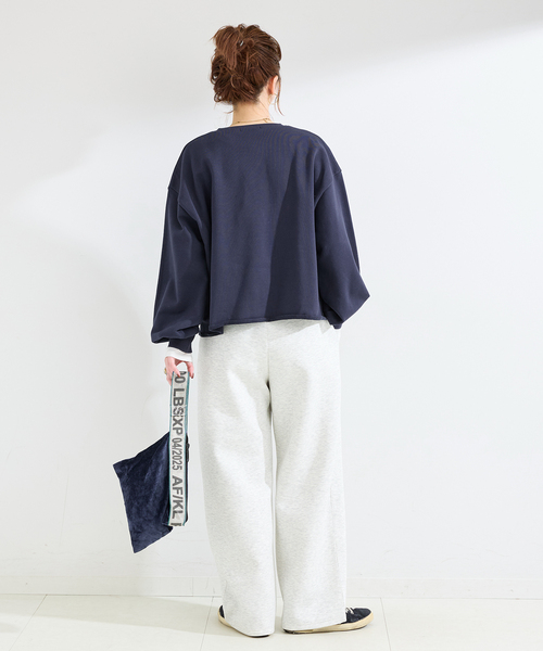 トレーナー/スウェット B&amp;Y tops 長袖 トレーナー ポンチスウェード 髭刺繍 クルーネックトップス プル