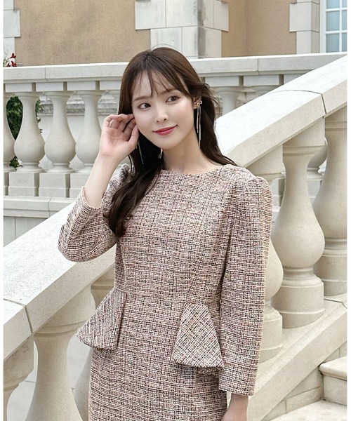 「CELFORD」 7分袖ワンピース 38 ピンク レディース_画像2