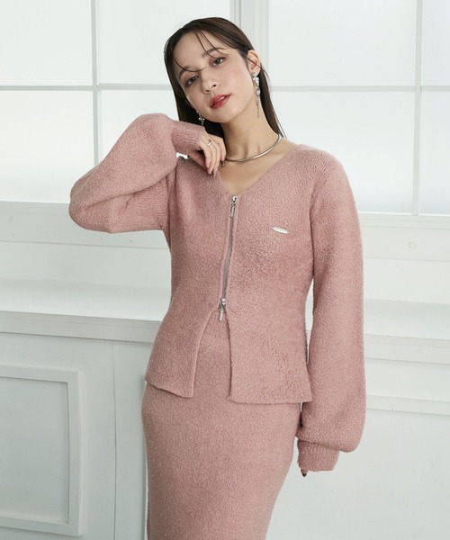 「Elishe」 ニットカーディガン FREE ピンク レディース_画像5