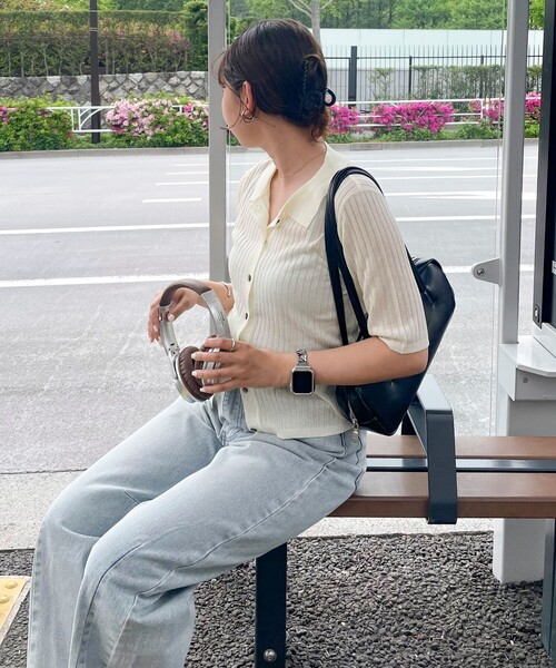 「fredy emue」 半袖ニット 38 チャコールグレー レディース_画像4