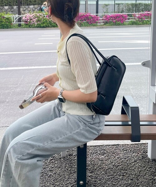 「fredy emue」 半袖ニット 38 チャコールグレー レディース_画像5
