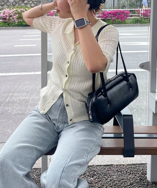 「fredy emue」 半袖ニット 38 チャコールグレー レディース_画像7