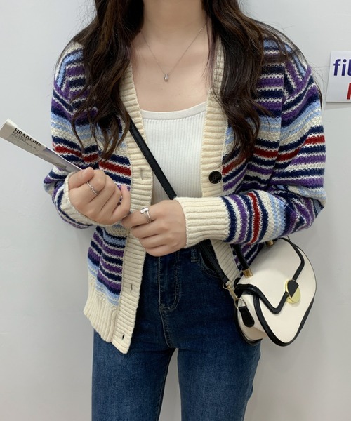 「ECLIN」 ニットカーディガン FREE ホワイト レディース_画像4